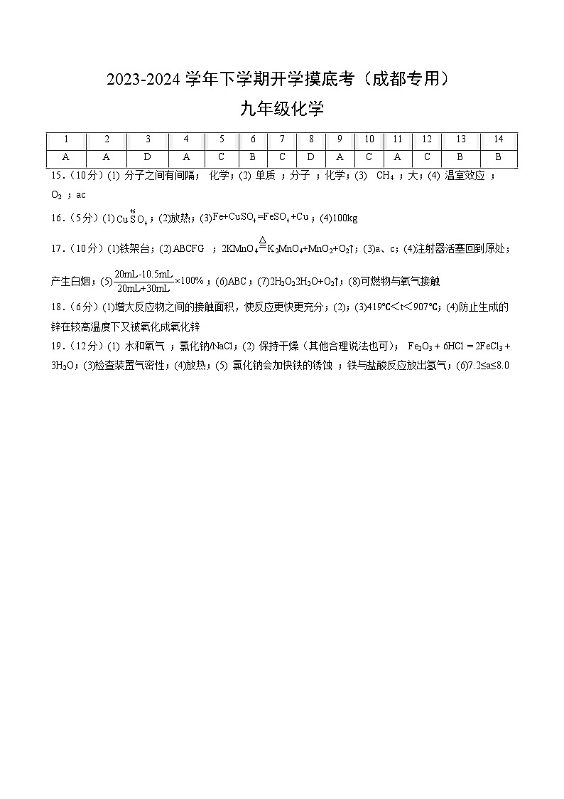 【开学摸底考试】九年级化学（成都专用，人教版1-9单元）-2023-2024学年初中下学期开学摸底考试卷.zip01