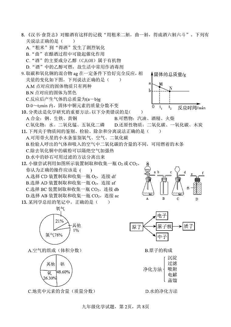 38， 河北省保定市高阳县2023-2024学年九年级上学期期末考试化学试题(1)第2页