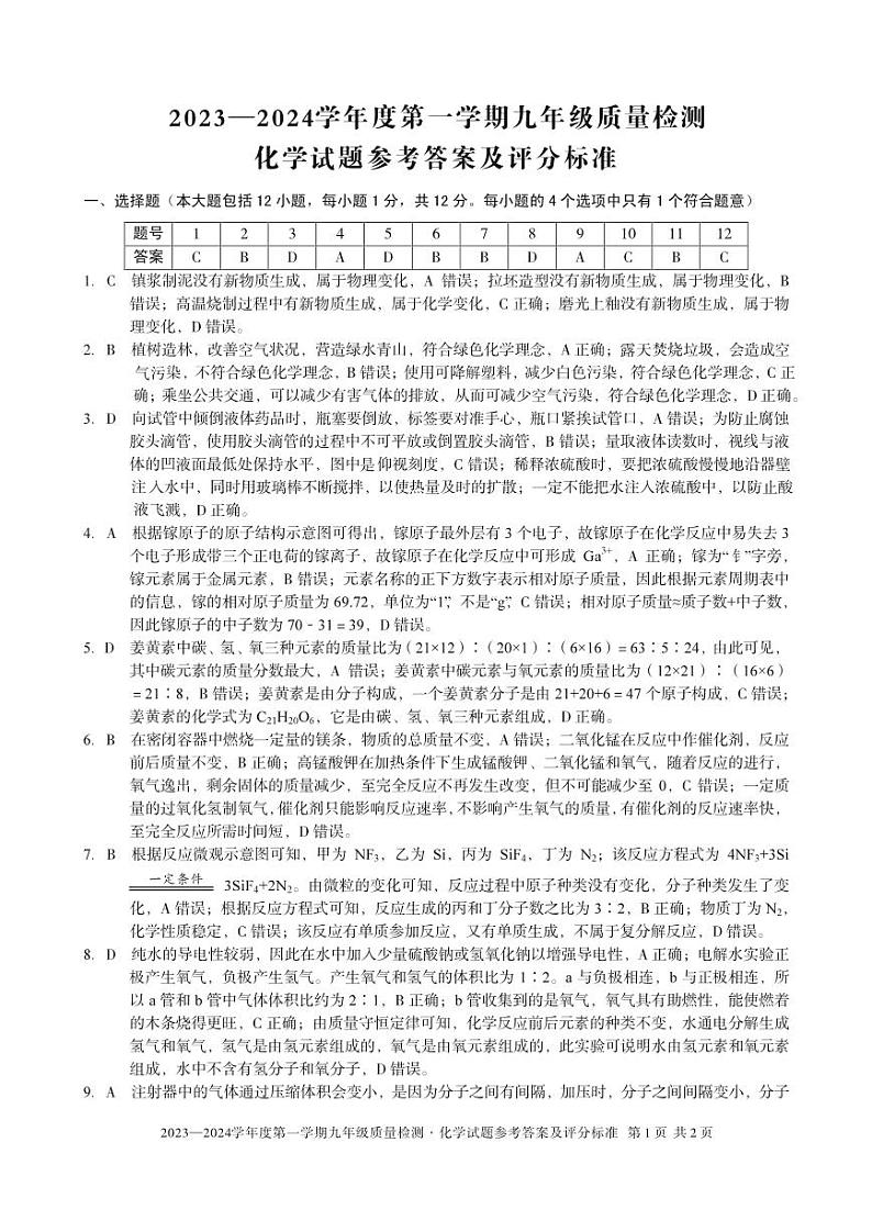 安徽省淮北市五校联考2023-2024学年九年级下学期开学化学试题(1)01