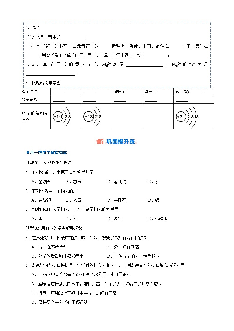 专题06 构成物质的微粒-九年级化学寒假培优专项训练（沪教版）第2页