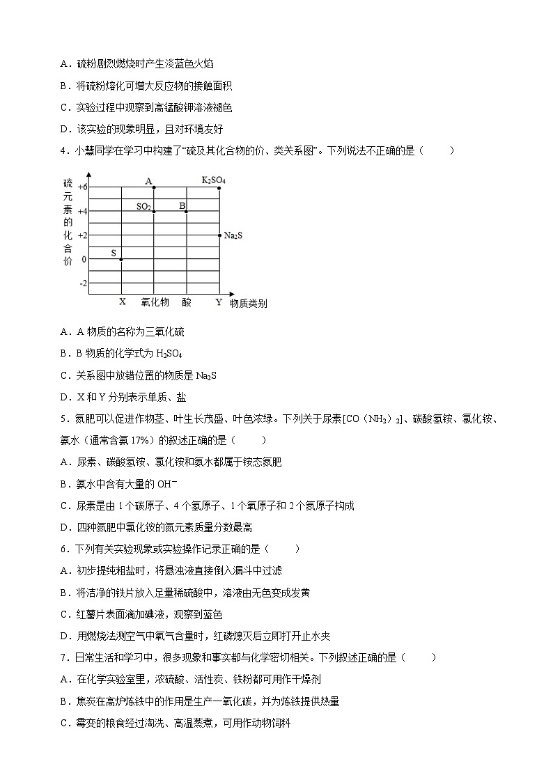 2023年中考化学考前冲刺模拟试卷（徐州卷）02
