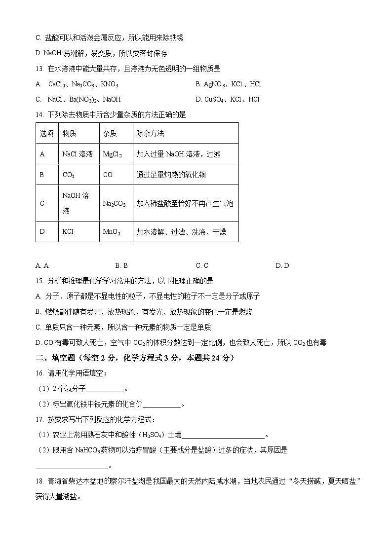 湖南省衡阳市耒阳市广湘初级中学2023-2024学年九年级上学期1月期末化学试题（原卷+解析）03