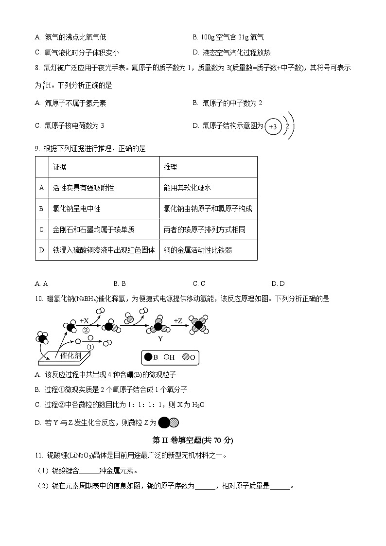 精品解析：福建省福州市2023-2024学年九年级上学期适应性练习化学试卷一检试卷02