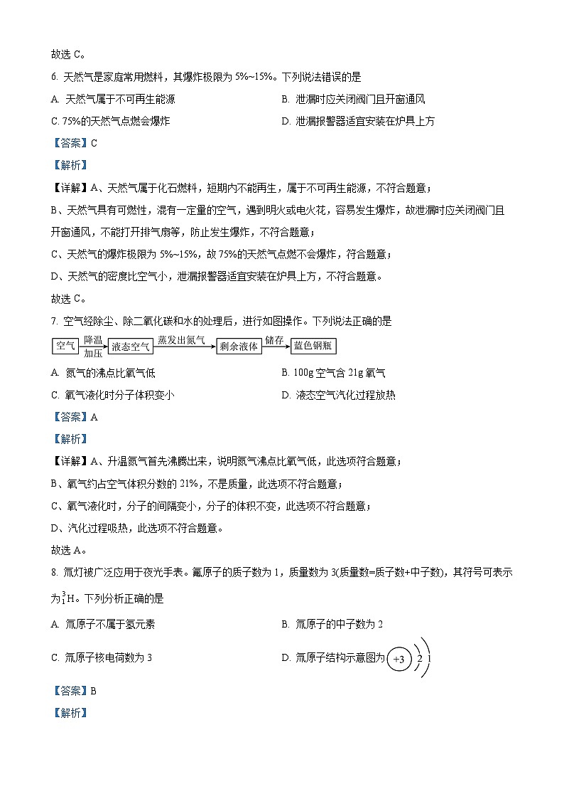 精品解析：福建省福州市2023-2024学年九年级上学期适应性练习化学试卷一检试卷03