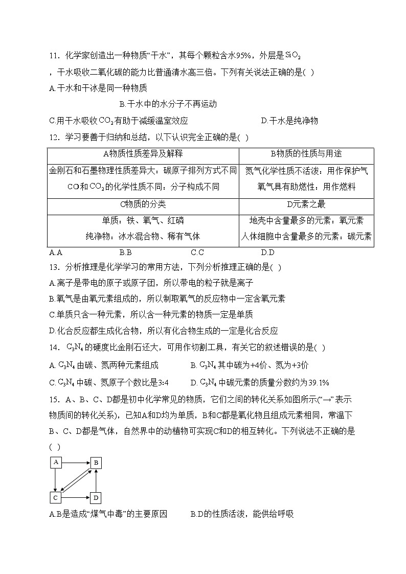 湖南省岳阳市城区2023届九年级上学期期末教学质量监测化学试卷(含答案)第3页