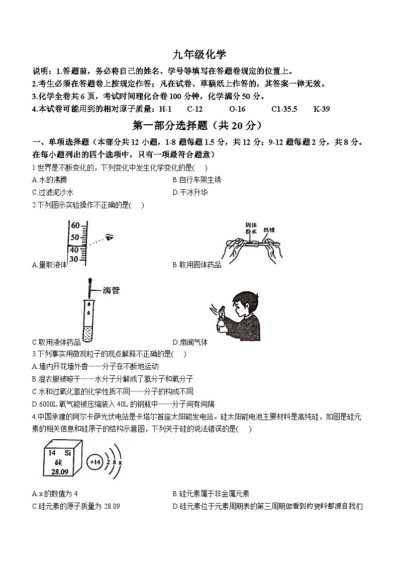 46，广东省深圳市龙岗区东兴外国语学校2023-2024学年九年级下学期2月开学考试化学试题()第1页