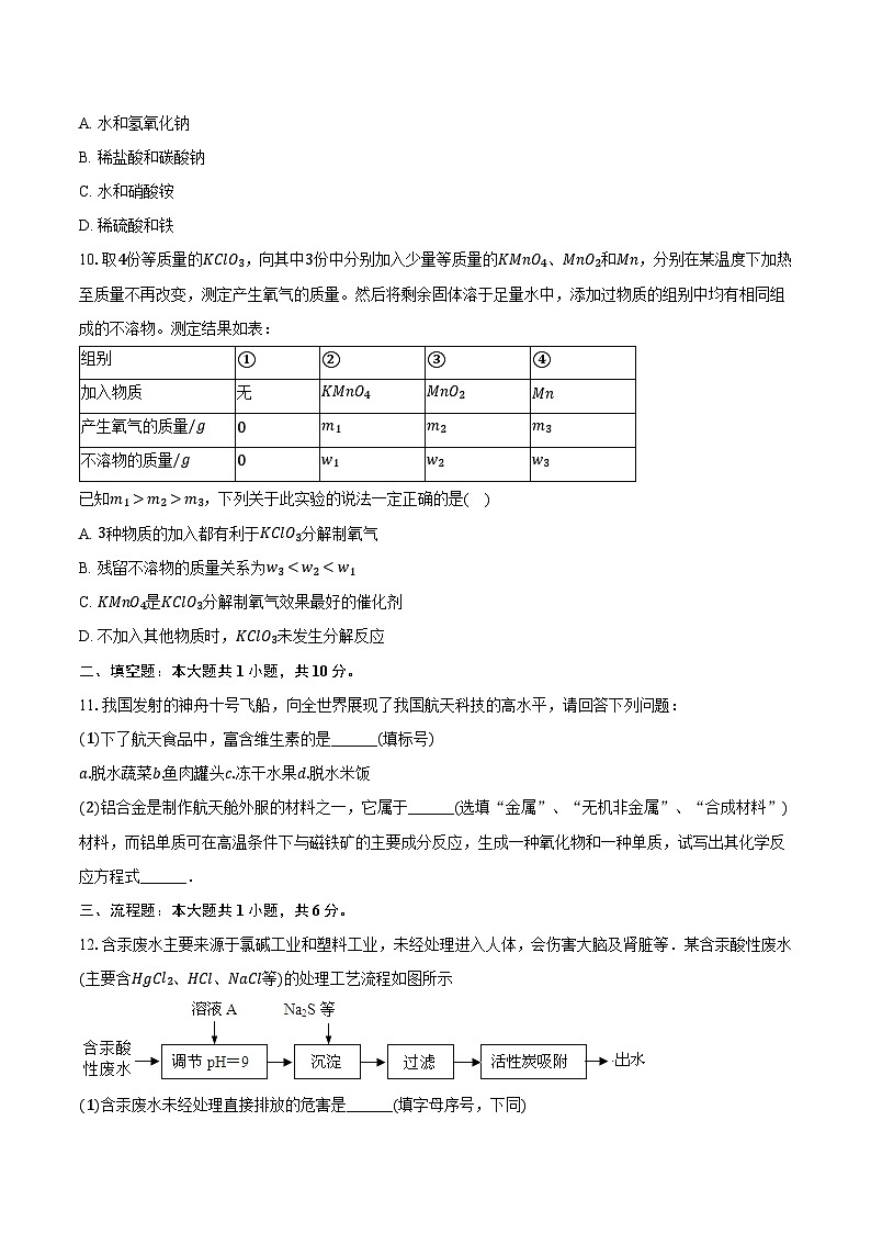 山西省晋城市城区2023-2024学年九年级下学期开学考试化学试卷03