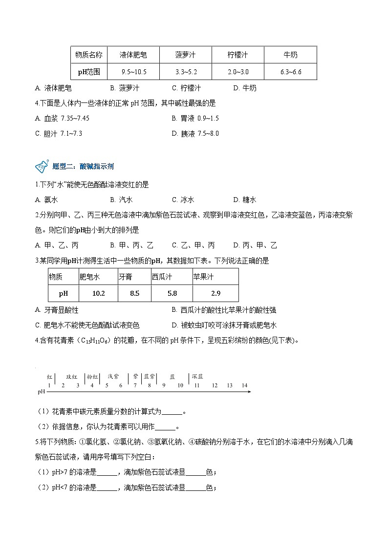 第8.1课  溶液的酸碱性-九年级化学下册同步精品讲义（科粤版）（学生版）第3页