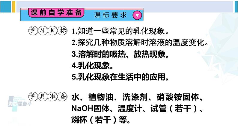 人教版九年级化学下册 第九单元 溶液 第二课时 溶解时的吸热或放热现象 乳化现象（课件）第2页