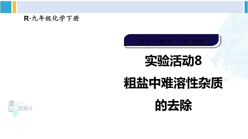 人教版九年级化学下册 第十一单元 盐 化肥实验活动八 粗盐中难溶性杂质的去除（课件）第1页