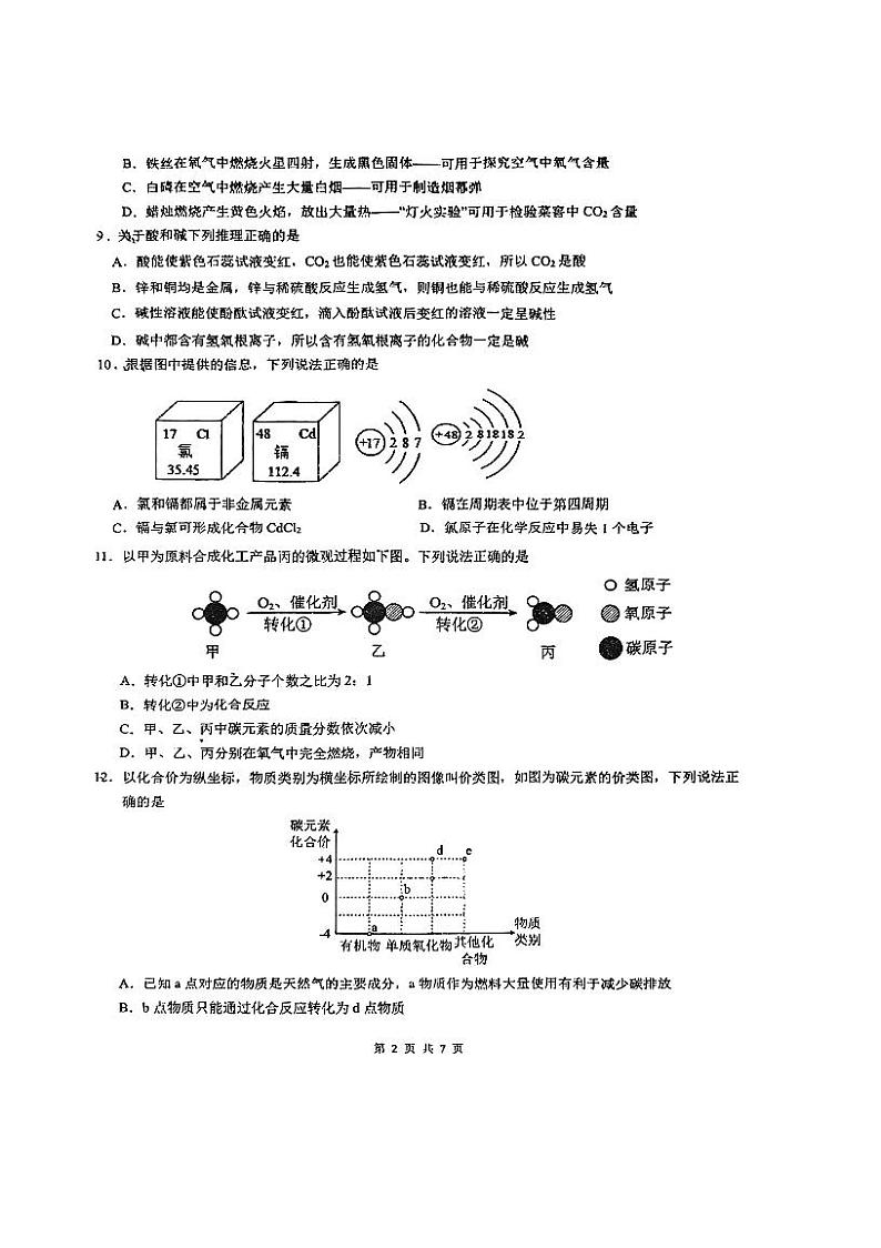 重庆实验外国语学校2023-2024学年九年级下学期2月开学考化学试卷第2页