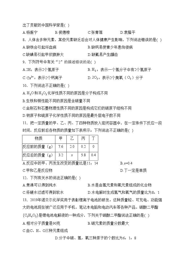 江苏省扬州市邗江区2024届九年级上学期期末考试化学试卷(含答案)第2页