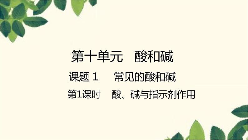 人教版化学九年级下册 第10单元 课题1 常见的酸和碱 第1课时 酸、碱与指示剂作用课件第1页