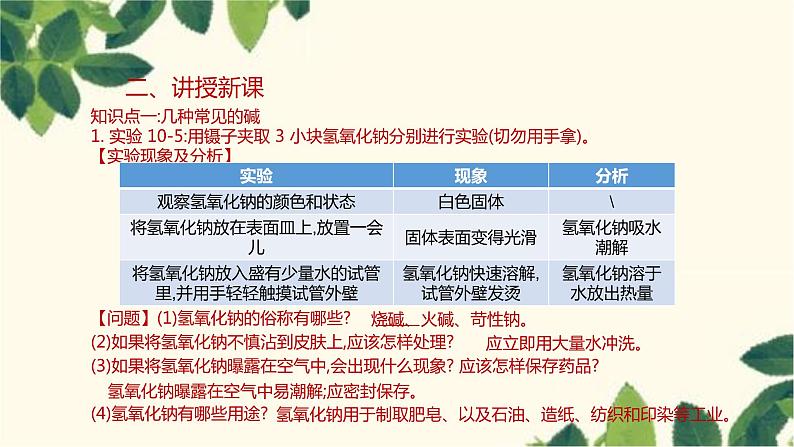 人教版化学九年级下册 第10单元 课题1 常见的酸和碱 第3课时 常见的碱课件05