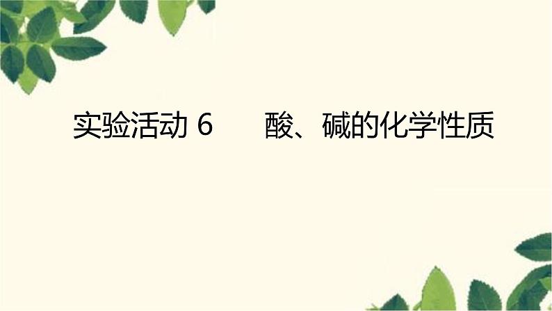 人教版化学九年级下册 第10单元 实验活动 6 酸、碱的化学性质课件01