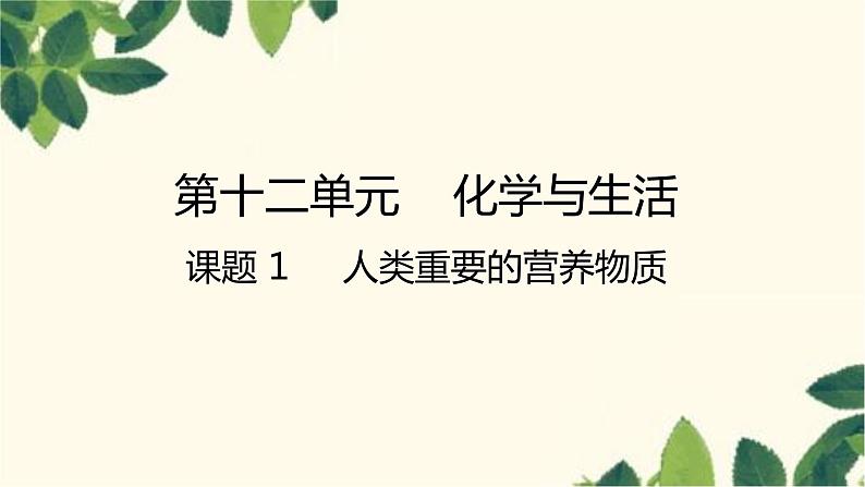 人教版化学九年级下册 第12单元 课题 1 人类重要的营养物质课件01