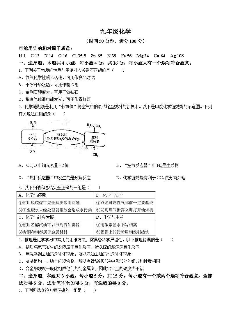 山东省潍坊市昌邑市2023-2024学年九年级下学期开学化学试题第1页