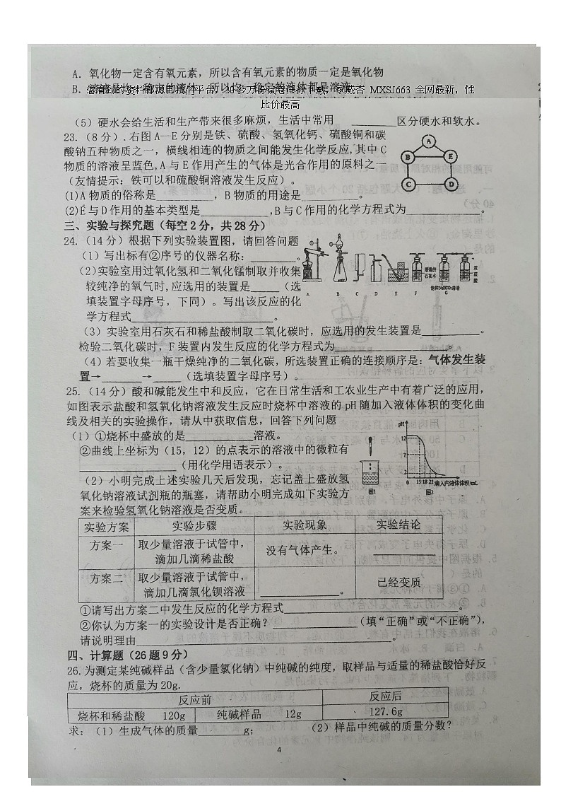 42，山东省聊城市阳谷县第二实验中学2023-2024学年九年级下学期开学化学试题01