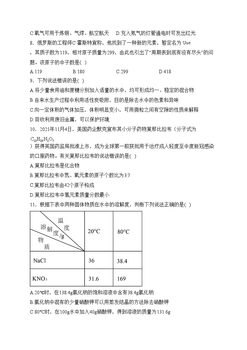 江苏省泰州市兴化市2023届九年级下学期开学考试化学试卷(含答案)第2页