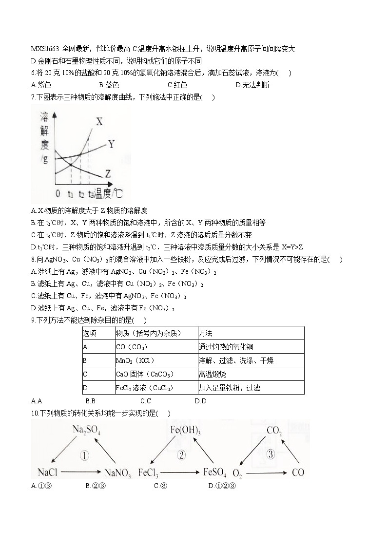 山东省济宁市汶上县第一实验中学2023-2024学年九年级下学期开学化学试题()第2页