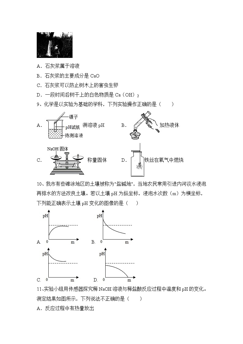 2023-2024学年鲁教版化学九年级下册第七单元常见的酸和碱基础练习（原卷+答案版）03