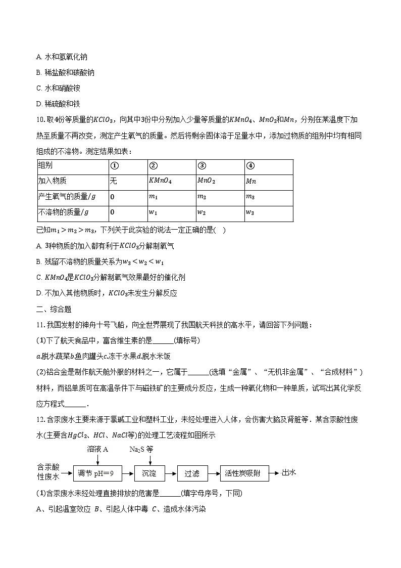 2023-2024学年山西省晋城市城区九年级（下）开学化学试卷（含解析）第3页