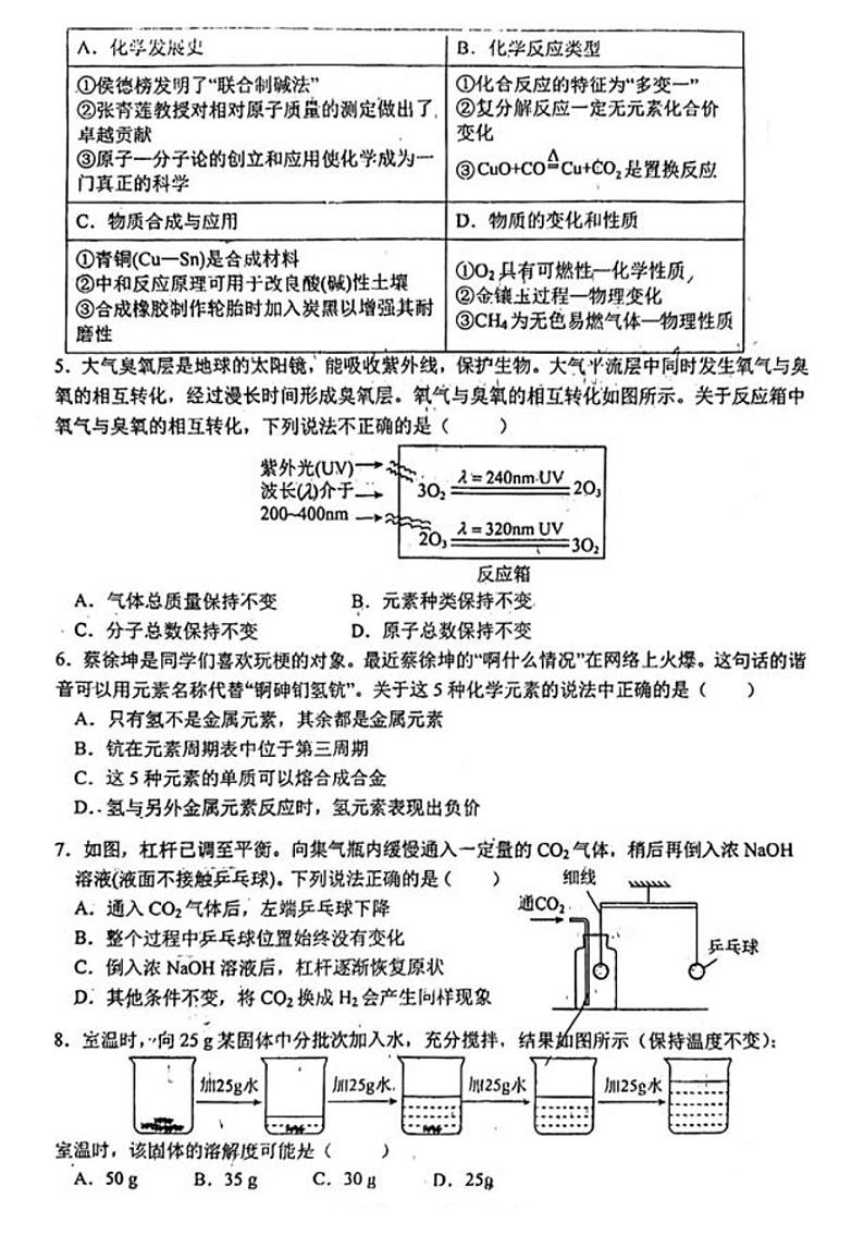 陕西省西安市高新区第三初级中学2023-2024学年九年级下学期开学考试化学试题02