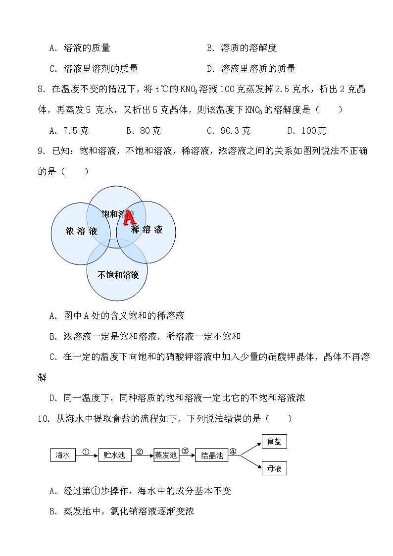 2024年中考化学二轮冲刺考前基础巩固专题训练26 溶解度第2页