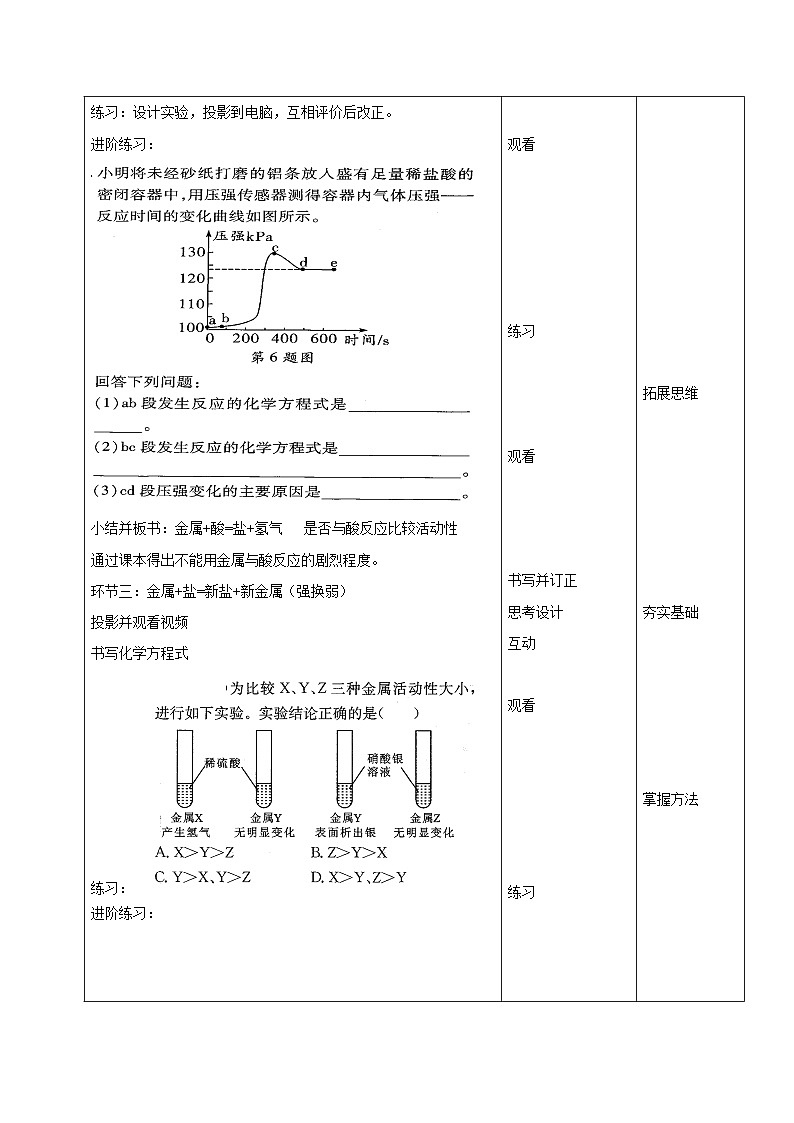 鲁教版化学九年级下册 第九单元 到实验室去：探究金属的性质(5) 教案02