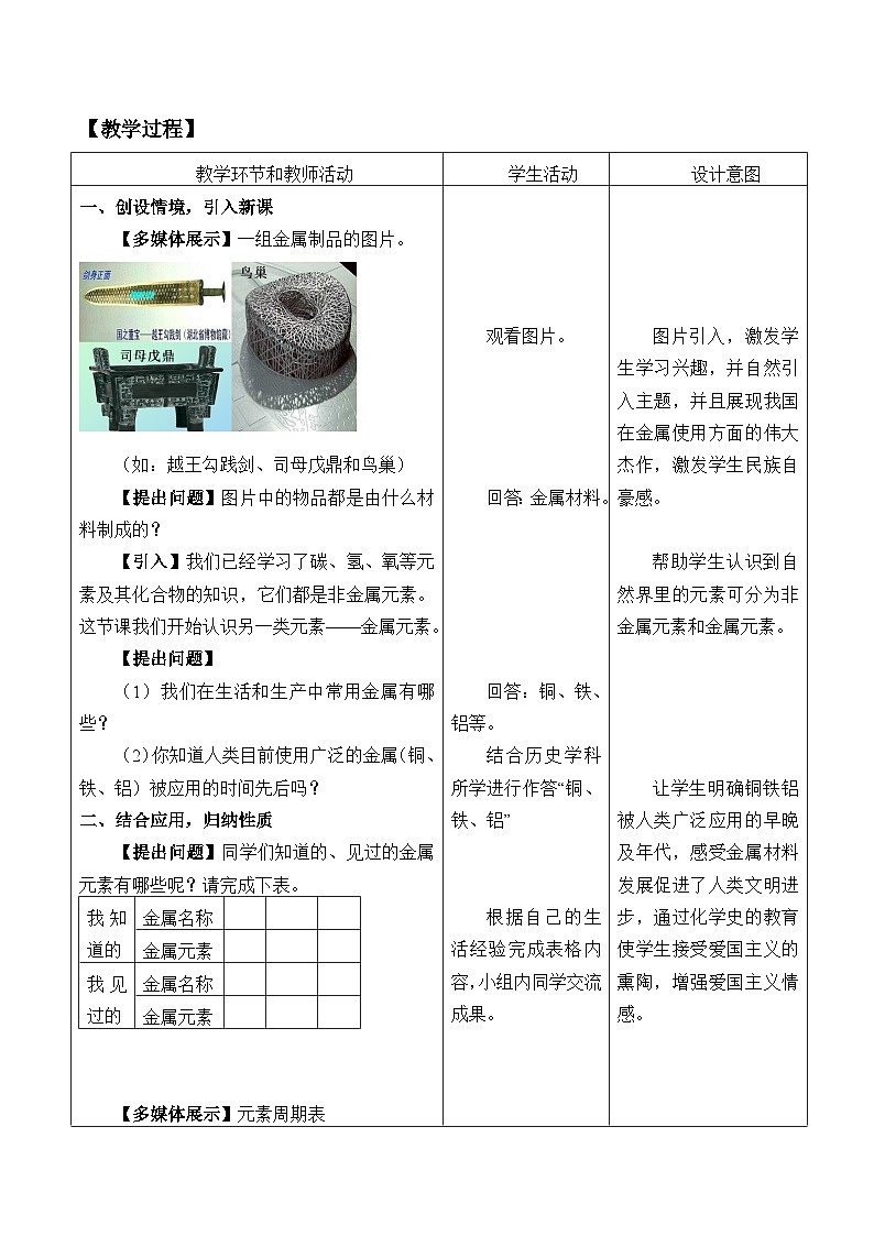 鲁教版化学九年级下册 第九单元 第一节  常见的金属材料_ 教案第2页