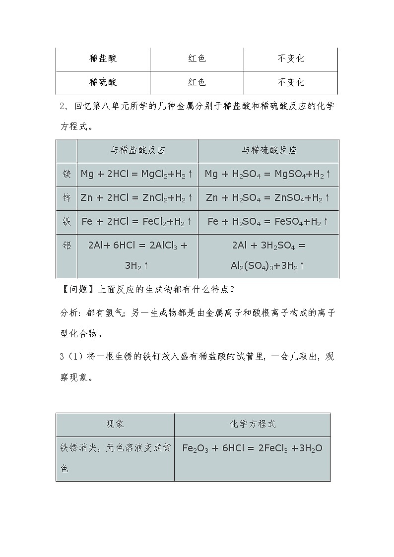 鲁教版化学九年级下册 第七单元 第一节 酸及其性质(4) 教案03