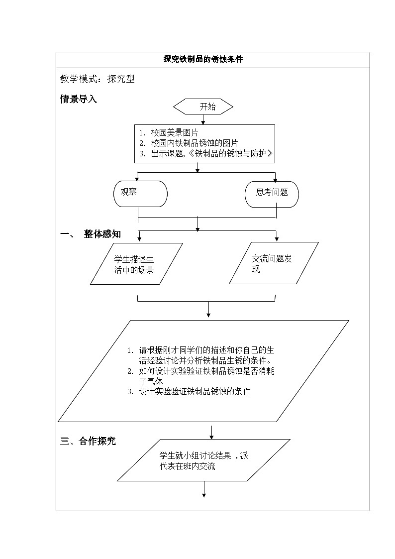 鲁教版化学九年级下册 第九单元 第三节 钢铁的锈蚀与防护 教案第1页