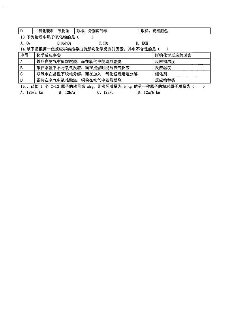 黑龙江省哈尔滨市第六十九中学2023-2024学年下学期开学八年级化学试卷第3页