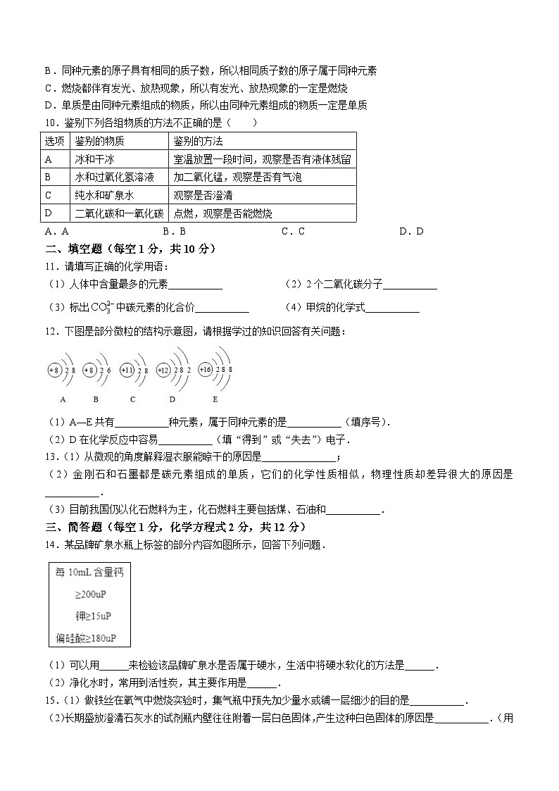 吉林省松原市宁江区吉林油田第十二中学2023-2024学年九年级下学期开学化学试题02