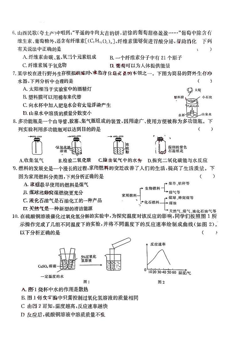 2024年山西省吕梁市部分学校中考化学模拟示范卷02