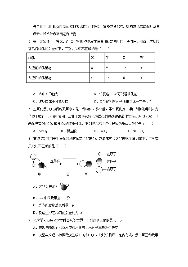 安徽省滁州市定远县吴圩中学2023-2024学年九年级下学期3月月考化学试题02