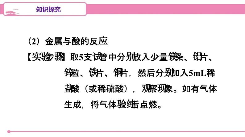 人教版化学九年级下册 第八单元实验活动四金属的物理性质和某些化学性质课件07