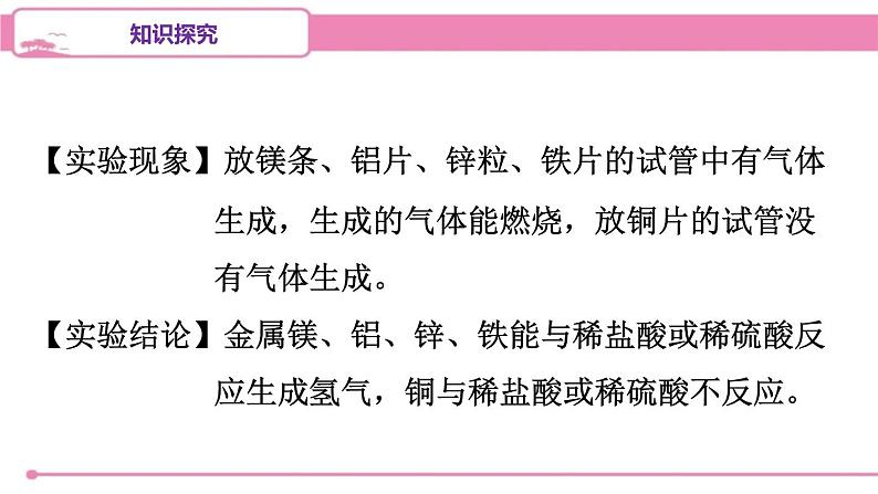 人教版化学九年级下册 第八单元实验活动四金属的物理性质和某些化学性质课件08