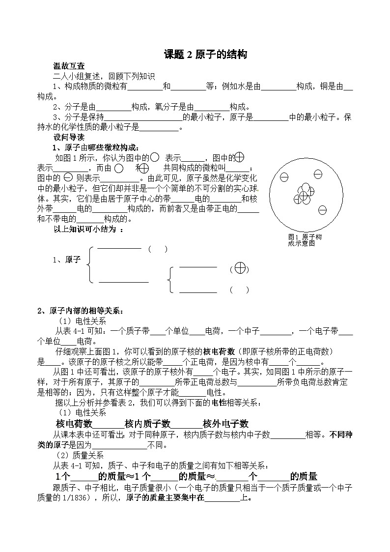 人教版化学九年级上册 课题2 原子的结构4学案01