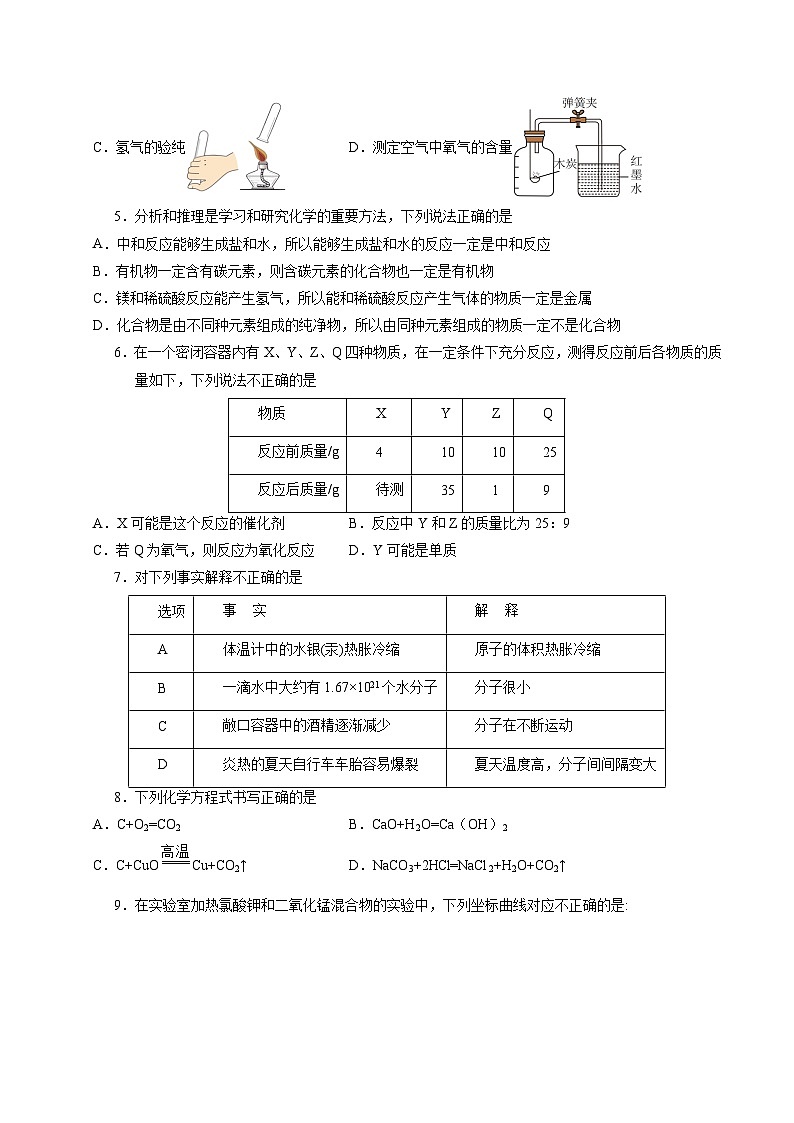 2024年初三中考第一次模拟考试试题：化学（陕西卷）（考试版A4）02