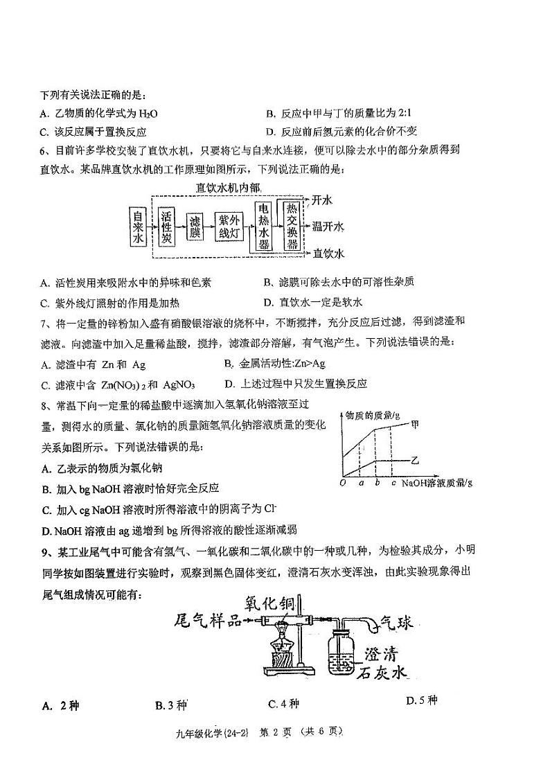 2024年陕西省西安市碑林区翱翔中学（原西工大附中）中考二模化学试卷第2页