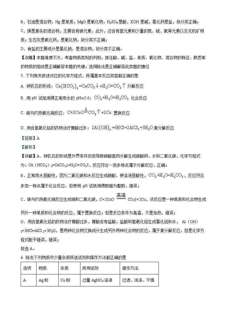 20，黑龙江省大庆市肇源县东部五校联考2023-2024学年九年级下学期开学考试化学试题第3页