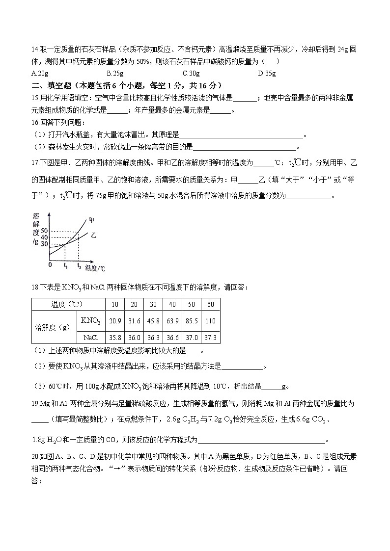 2024年河南省鹤壁市淇滨中学中考模拟化学试题第3页