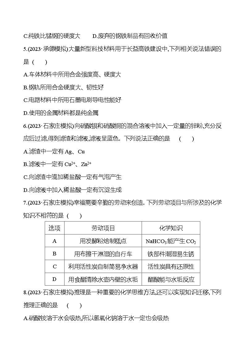 2023-2024 中考化学复习 阶段综合检测（二） 试卷02
