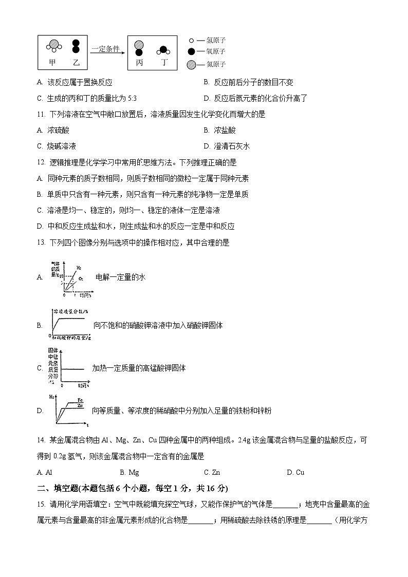 精品解析：河南省信阳市第一初级中学2023-2024学年九年级下学期开学考试化学试题（原卷版）第3页