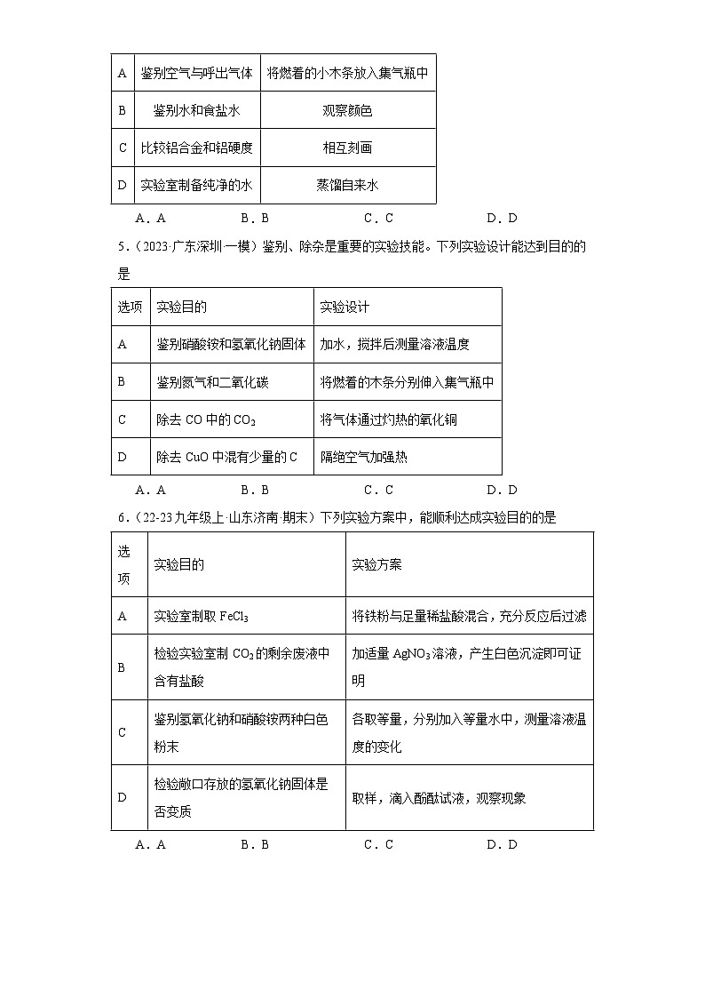 2024年中考化学专题复习 物质的检验与鉴别、分离与除杂、共存（原卷+解析版）02