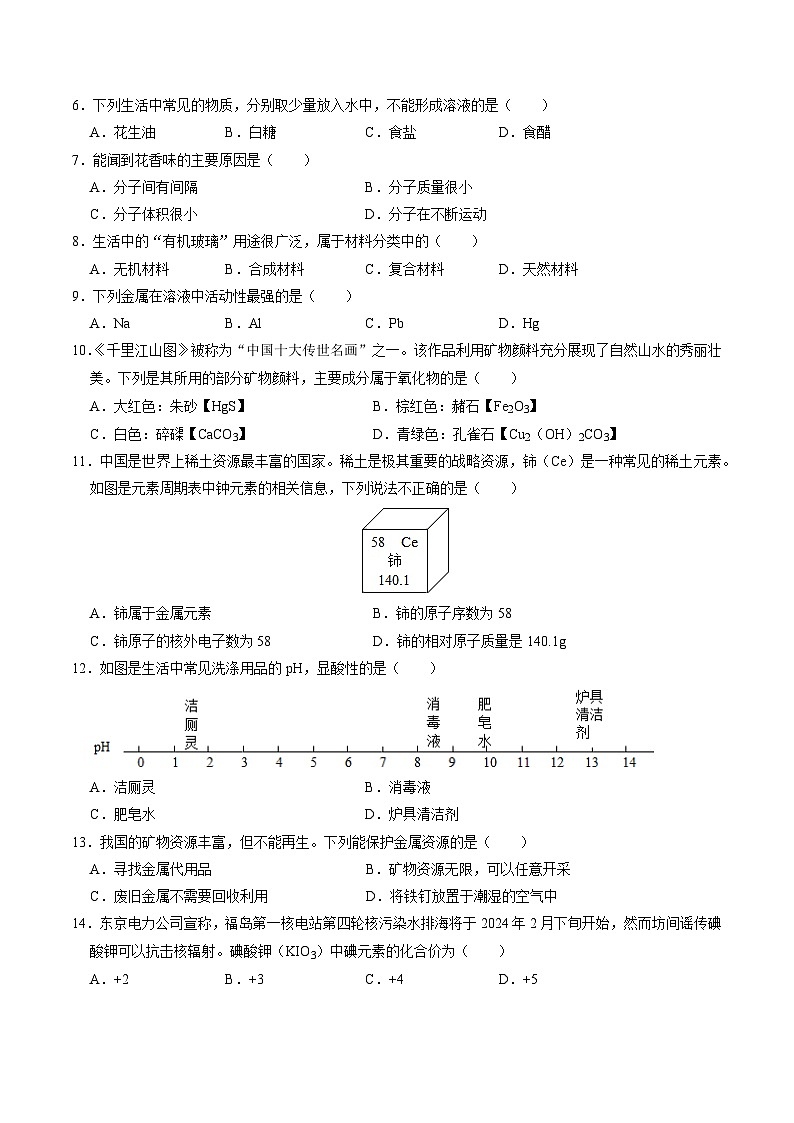 2024年初三中考第一次模拟考试试题：化学（广西卷）（考试版A4）第2页