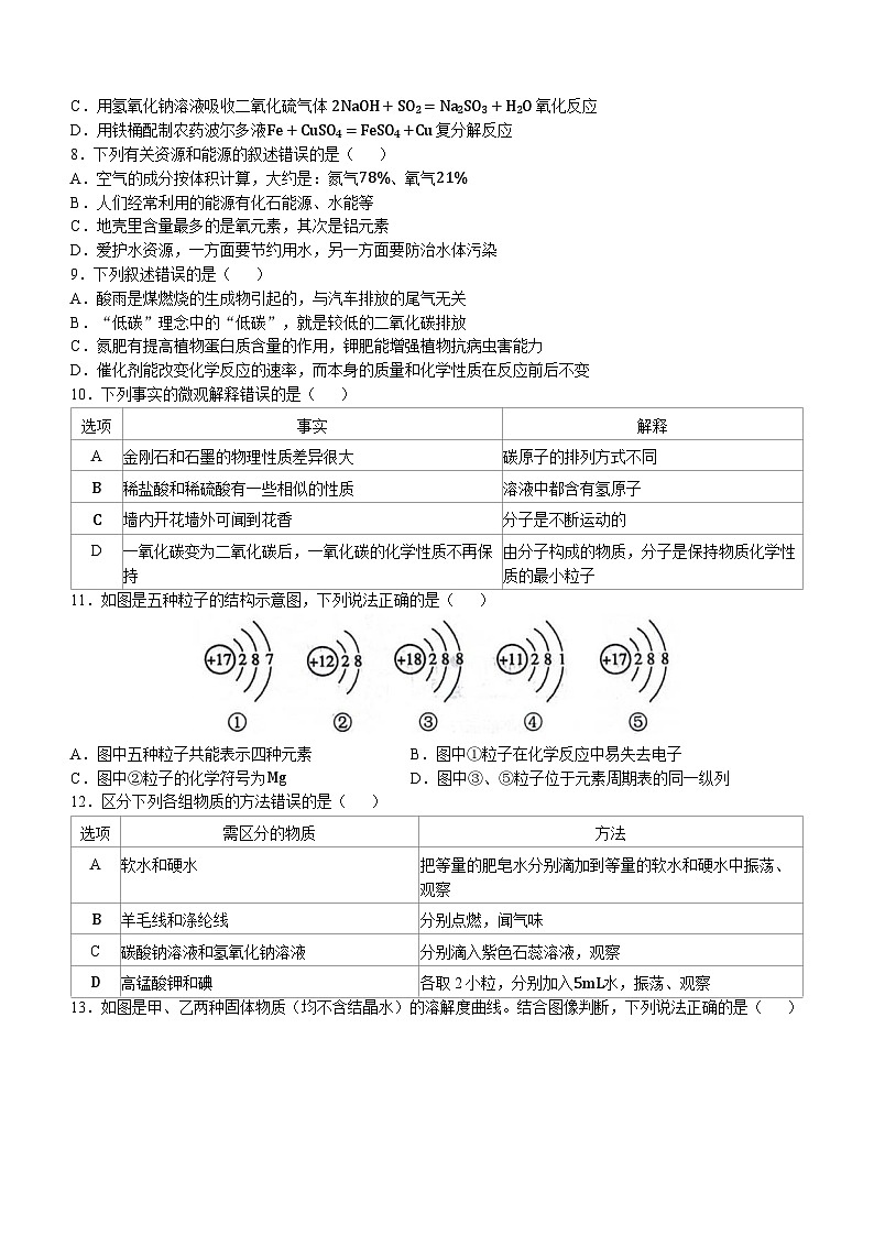 黑龙江省哈尔滨市南岗区2023-2024学年九年级下学期复习情况调研（一）化学试题+03