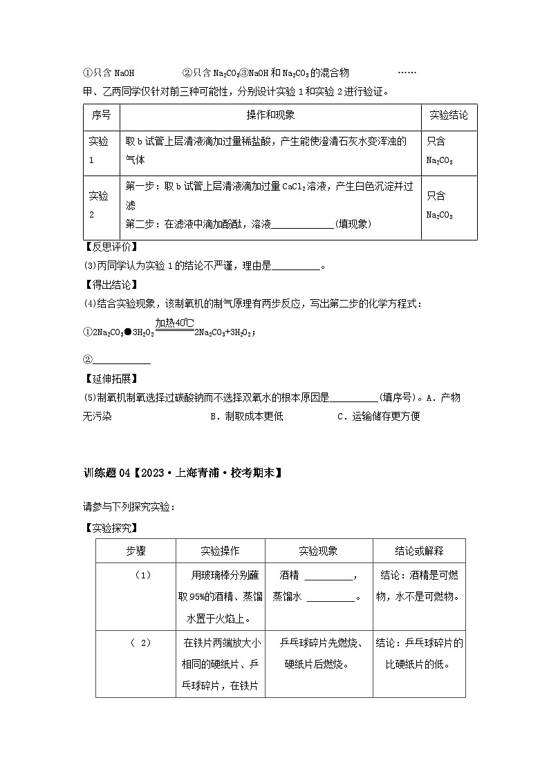 2024中考化学压轴专题训练-专题05实验类-探究实验题（含解析）03