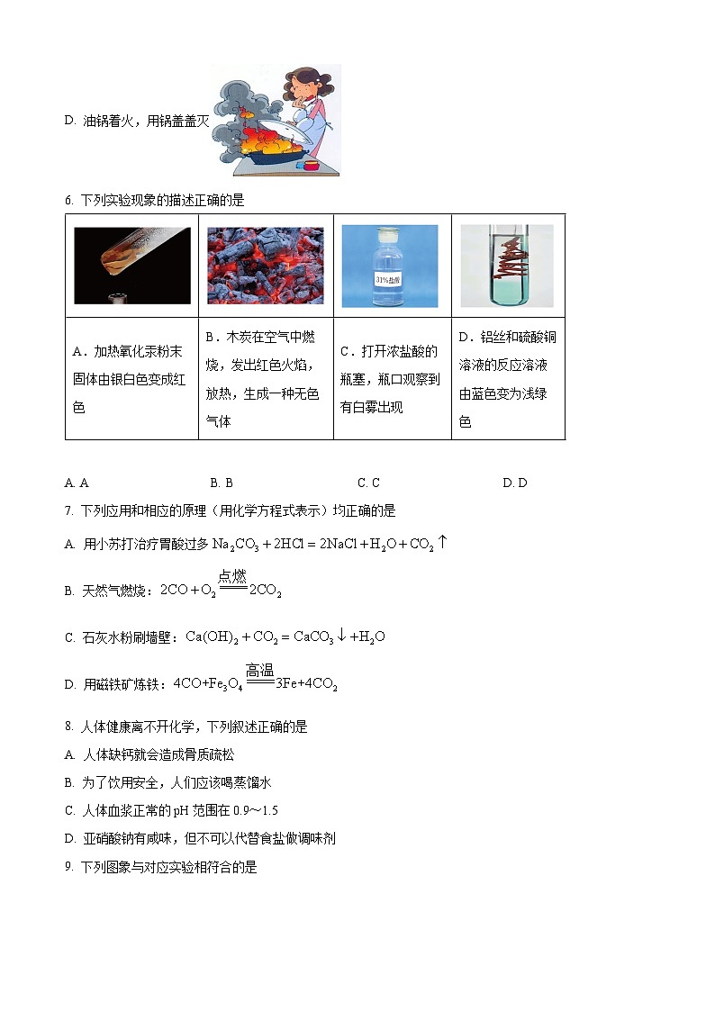 精品解析：黑龙江省哈尔滨市南岗区松雷中学2022-2023学年九年级上学期开学测试化学试卷（原卷版）第3页